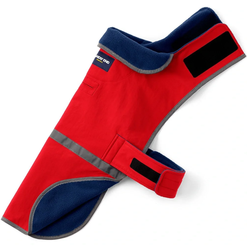 Land’s End Solid Squall Dog Jacket in Bright Cherry, Sz S - Picture 2 of 6